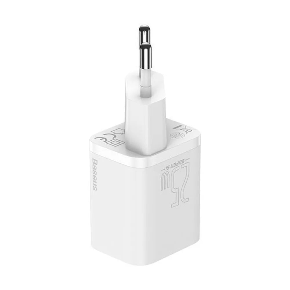 BASEUS zidni punjač tip C Super Si PD 25W + kabel tip C na tip C bijeli TZCCSUP-L02