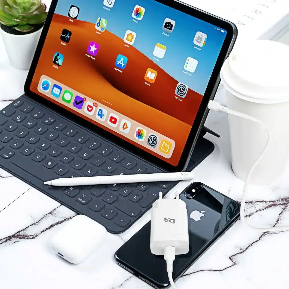 Stenski polnilec za iPhone 18W s PD polnjenjem s snemljivim kablom Blue Star