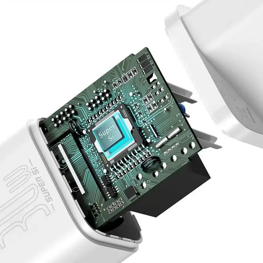 BASEUS stenski polnilec Type C Super Si Quick Charger IC PD 30W bel CCSUP-J02/CCCJG30CE