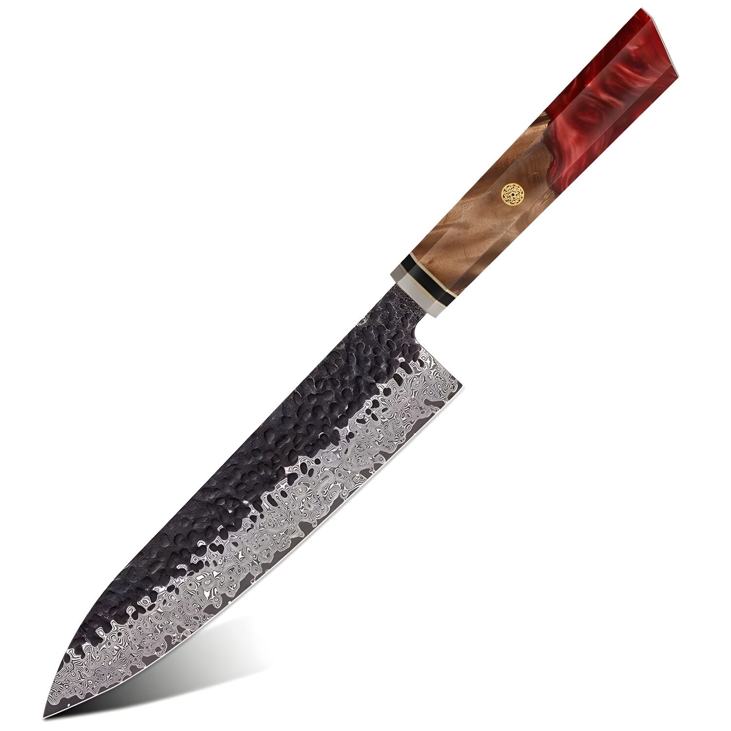 Damastni kuhinjski nož AI-37352 - Chef / Crvena KP37352