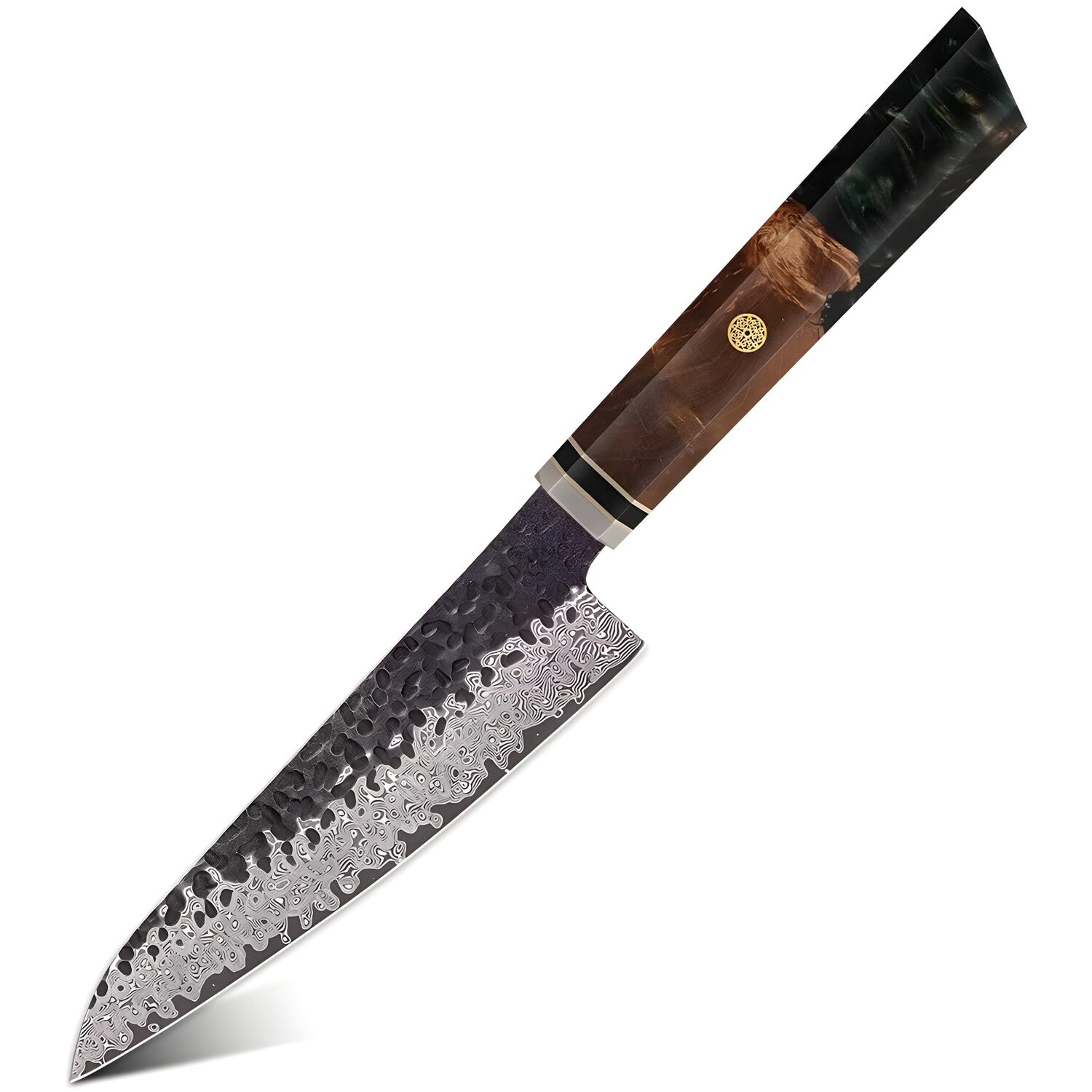 Damaskasti kuhinjski nož AI-37317 - Petty / Zelena KP37317