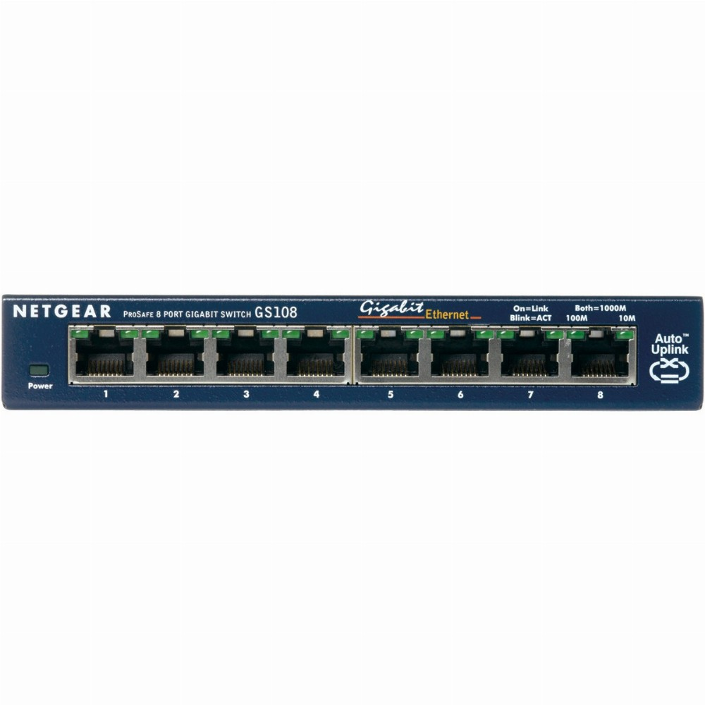 NETGEAR GS108GE mrežni prekidač Neupravljano Gigabit Ethernet (10/100/1000) Plavo