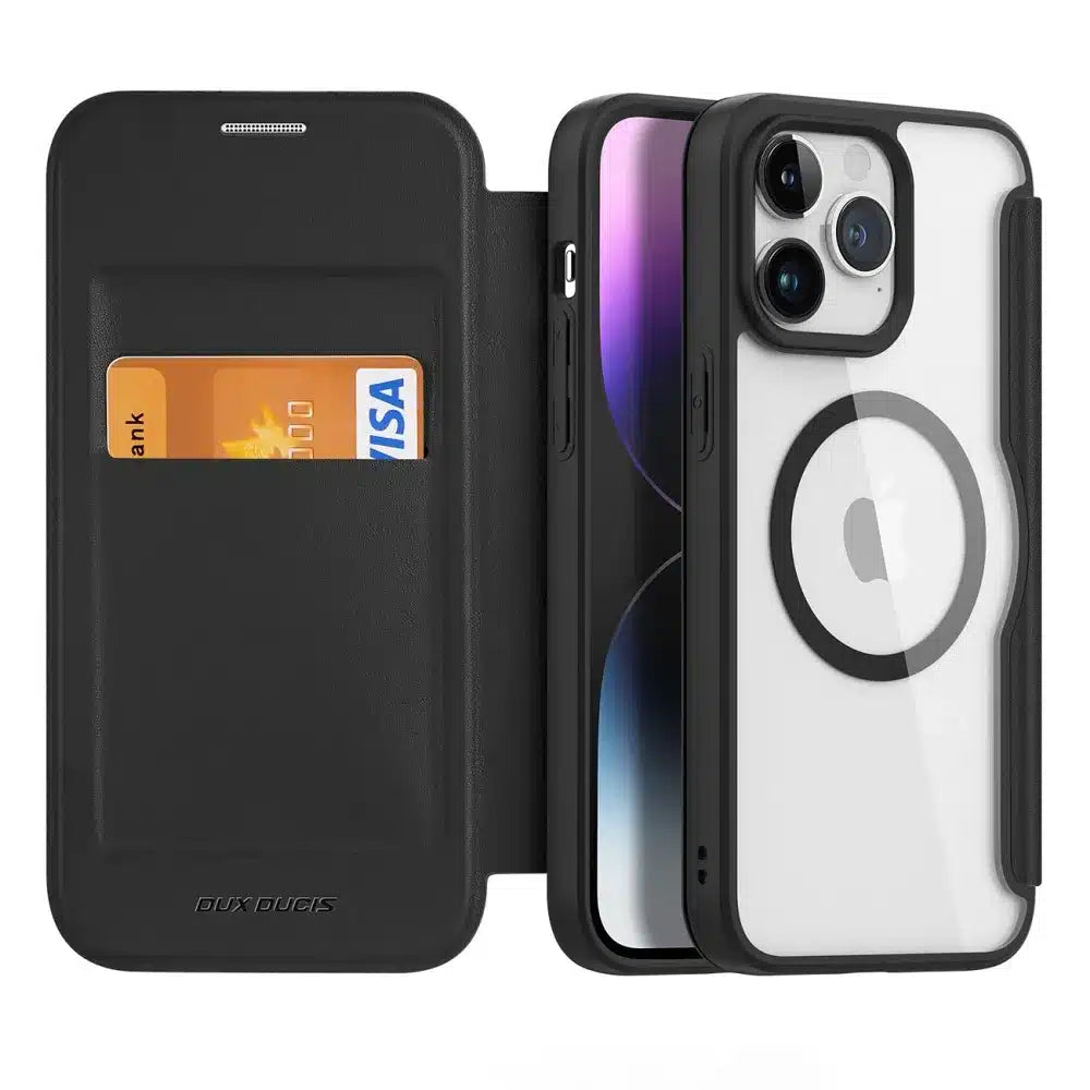 DUX DUCIS Skin X Pro – MagSafe združljiv ovitek na preklop za Apple iPhone 15 Pro Max črn