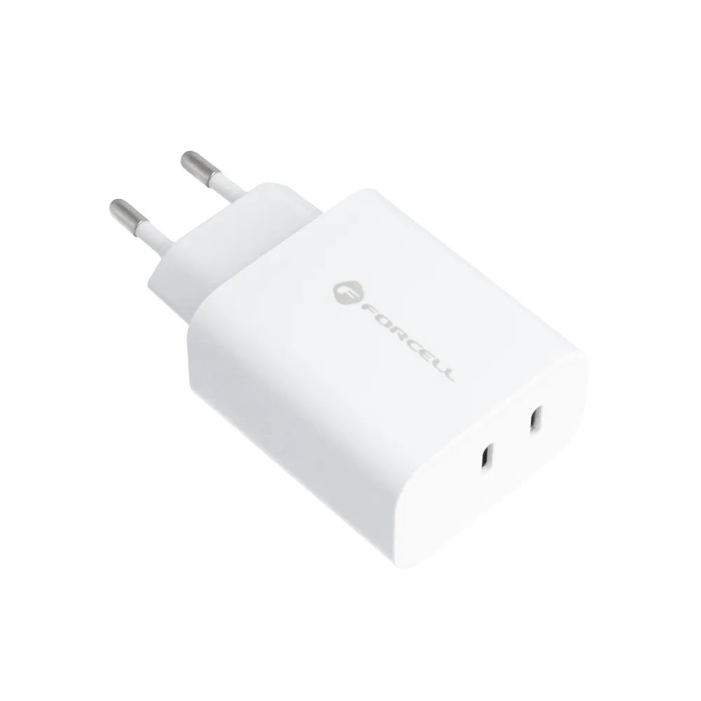 Forcell Stenski polnilec z 2 USB vtičnicama tipa C – 3A 35W s PD in funkcijo Quick Charge 4.0