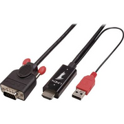 Lindy 41456 prilagodnik za video kabel 2 m HDMI VGA (D-Sub) Crno