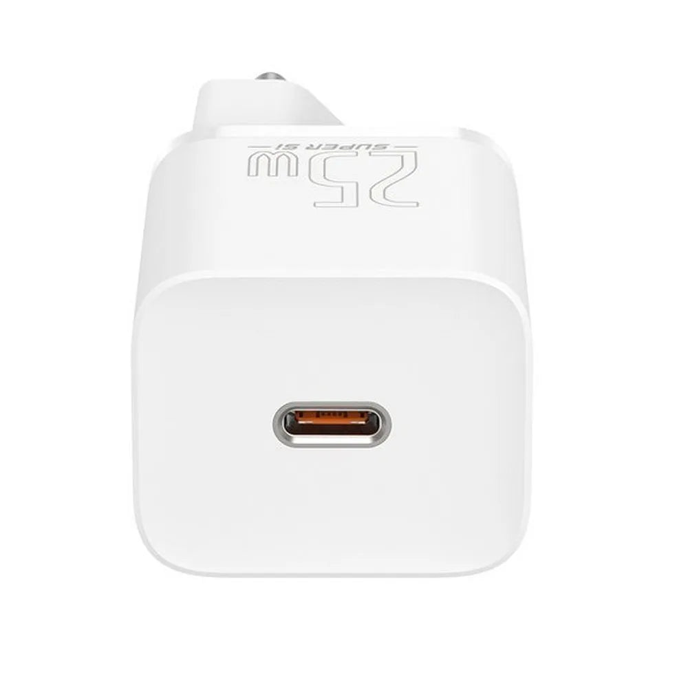 BASEUS zidni punjač tip C Super Si PD 25W + kabel tip C na tip C bijeli TZCCSUP-L02