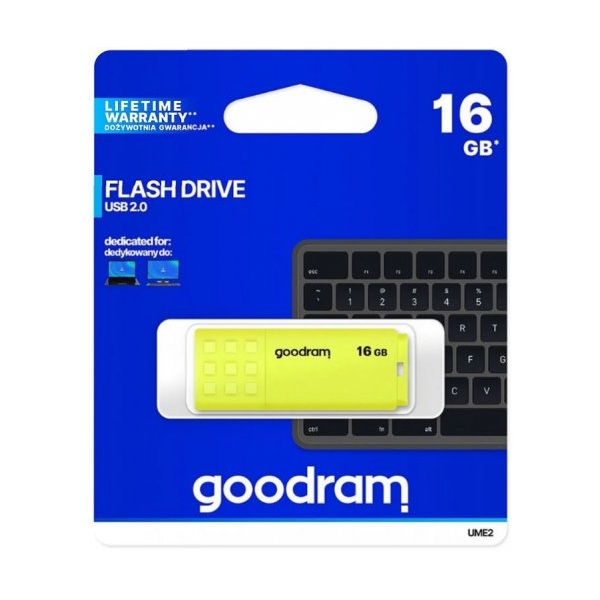 Goodram UME2 USB izbrisivi memorijski pogon 16 GB USB Tip-A 2.0 Žuto