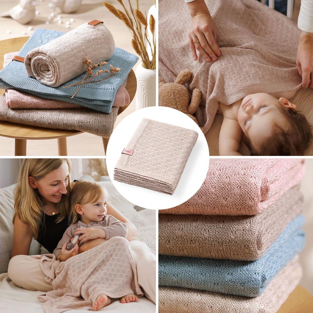 BabyOno Pletena bambus dekica 75x100 cm, roza
