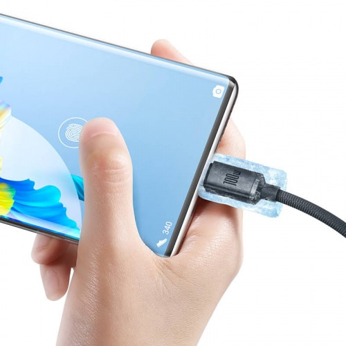 BASEUS CRYSTAL KABEL USB NA USB-C, 100W, 1.2M (ČRN)