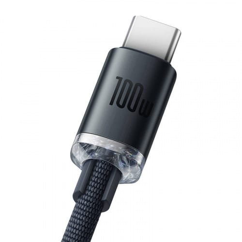 BASEUS CRYSTAL KABEL USB NA USB-C, 100W, 1.2M (ČRN)