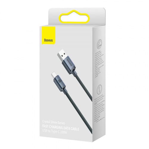 BASEUS CRYSTAL KABEL USB NA USB-C, 100W, 1.2M (ČRN)