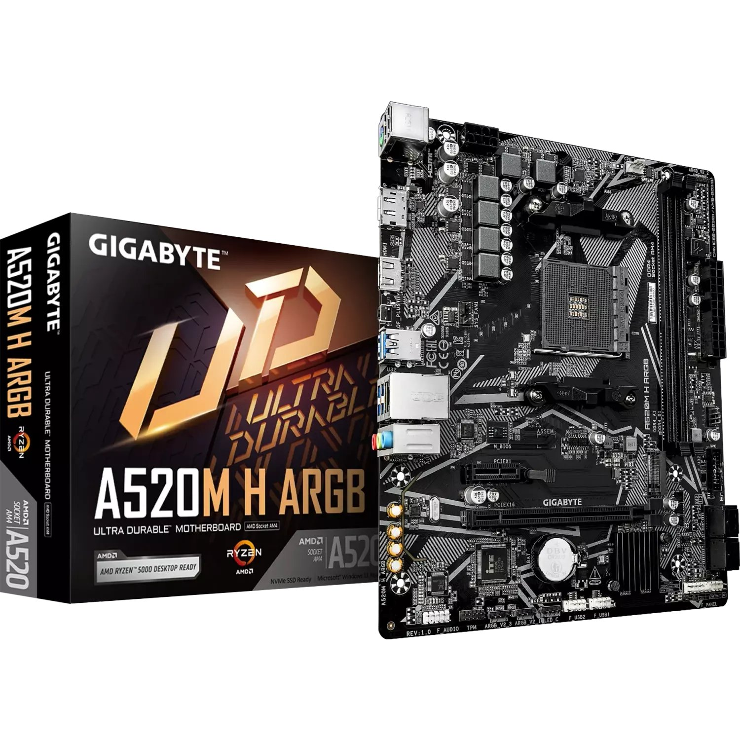 GIGABYTE A520M H ARGB matična ploča AMD A520 Priključnice AM4 Mikro ATX