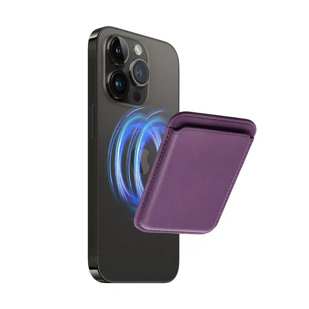 Usnjena magnetna denarnica Mag Wallet lila barve