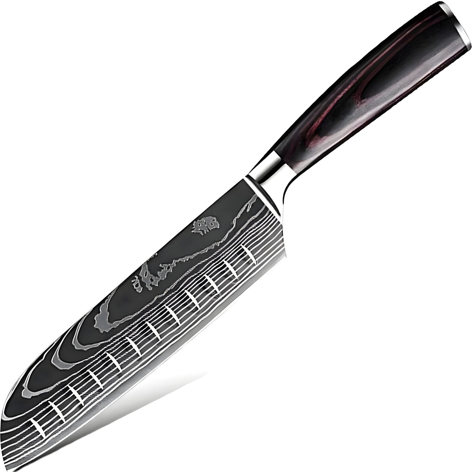 Kuhinjski nož BL-38108 - Santoku / Crna / Smeđa KP38108