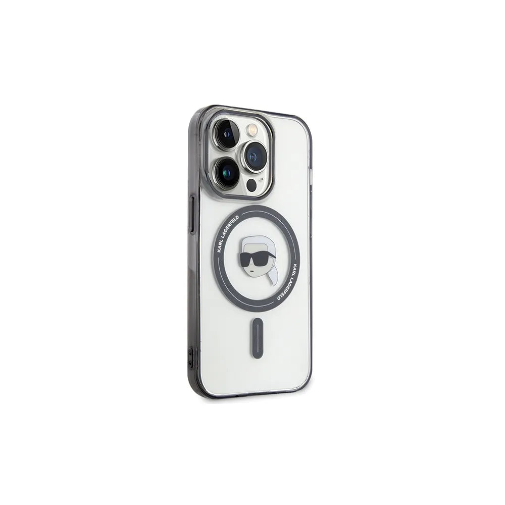 Originalna KARL LAGERFELD Hardcase KLHMP15LHKHNOTK maska za iPhone 15 PRO (Karl Head + MAG / prozorna)