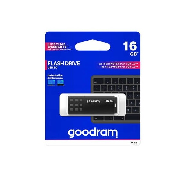 Goodram UME3 USB izbrisivi memorijski pogon 16 GB USB Tip-A 3.2 Gen 1 (3.1 Gen 1) Crno