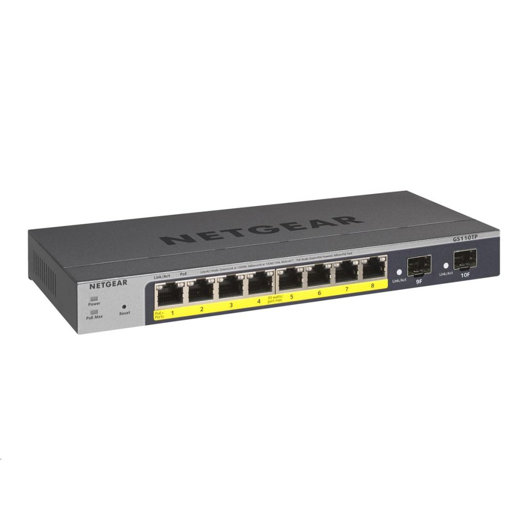 NETGEAR GS110TP Upravljano L2/L3/L4 Gigabit Ethernet (10/100/1000) Podrška za napajanje putem Etherneta (PoE) Sivo