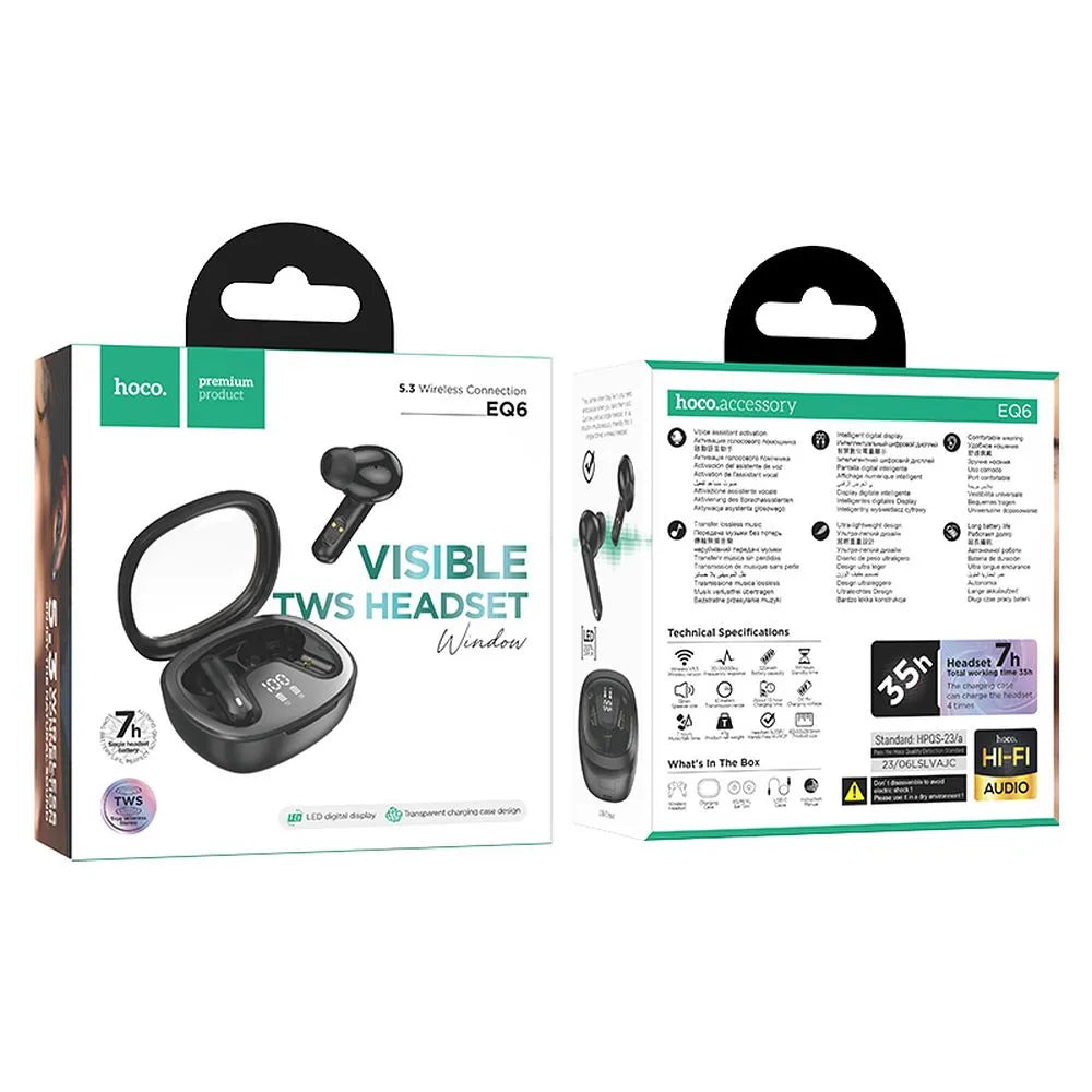 HOCO brezžične/bluetooth stereo slušalke TWS Shadow EQ6 črne