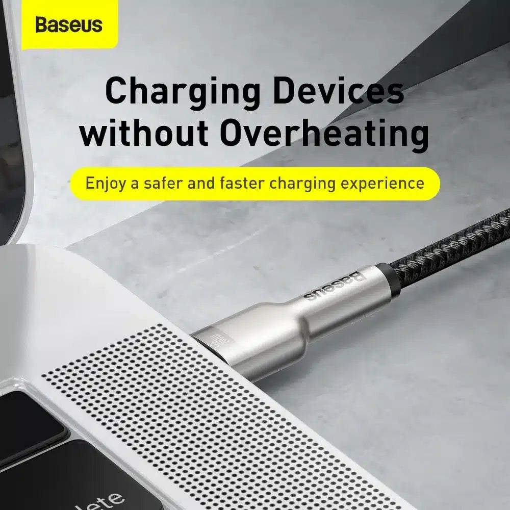 BASEUS kabel Type-C na Type-C PD100W Power Delivery Cafule kovinski kabel 1 meter črn