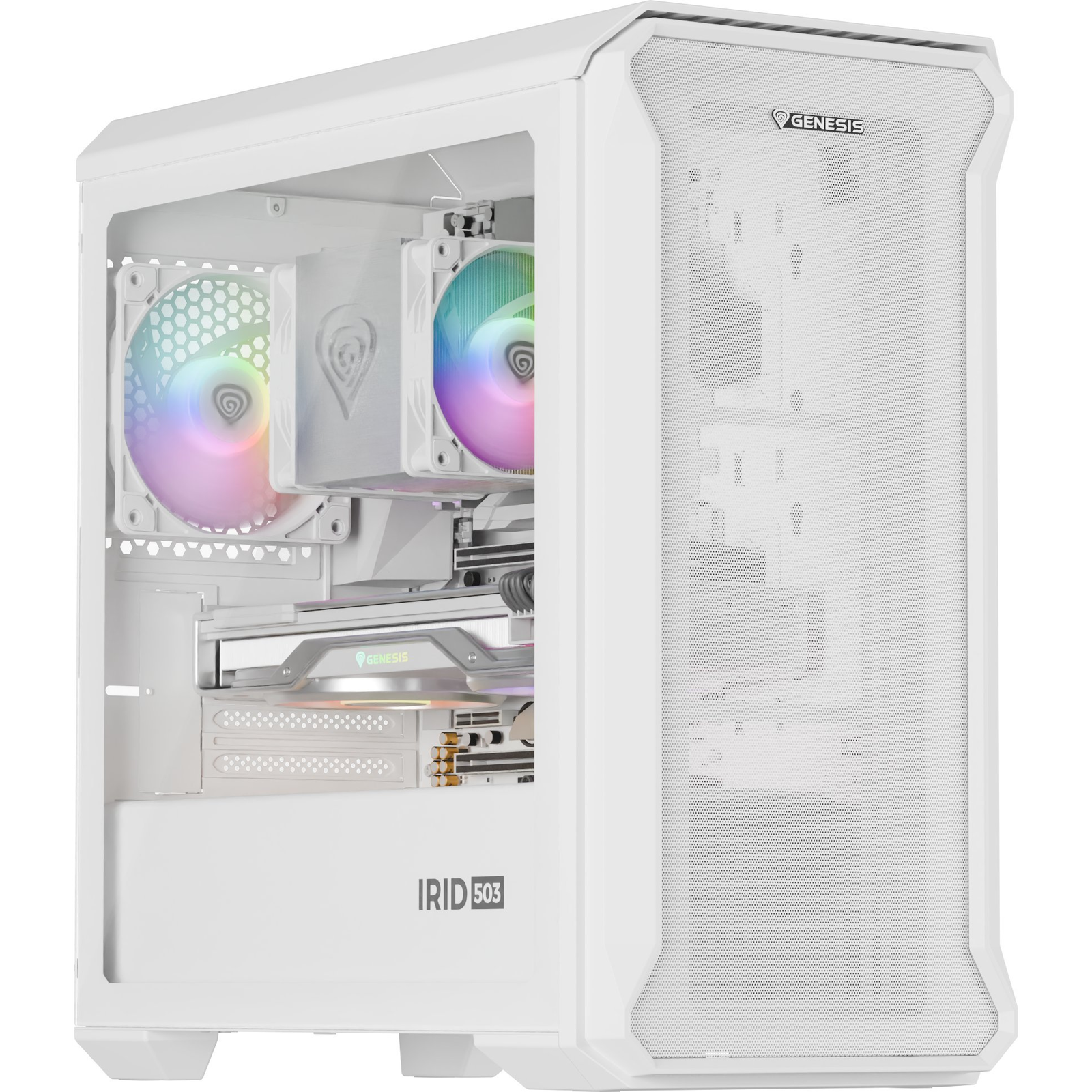 GENESIS Irid 503 Mini Tower Prozirno, Bijelo