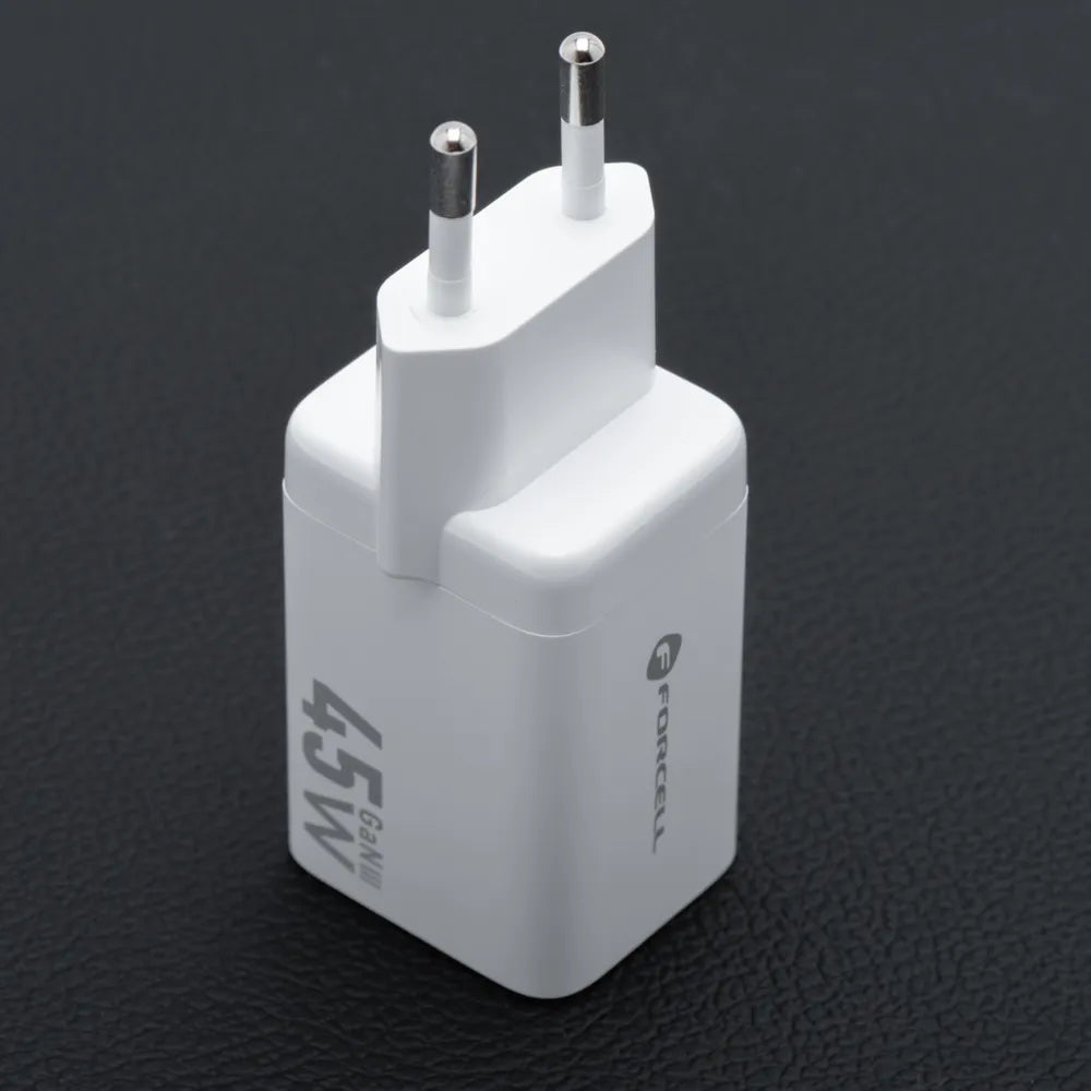 Polnilec za telefone Forcell F-Energy Mini GaN III 2 x USB C PD QC4.0 45W VT-36B bel