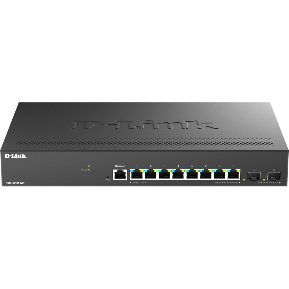 D-Link DMS-1250-10S/E mrežni prekidač Upravljano 2.5G Ethernet (100/1000/2500) Crno