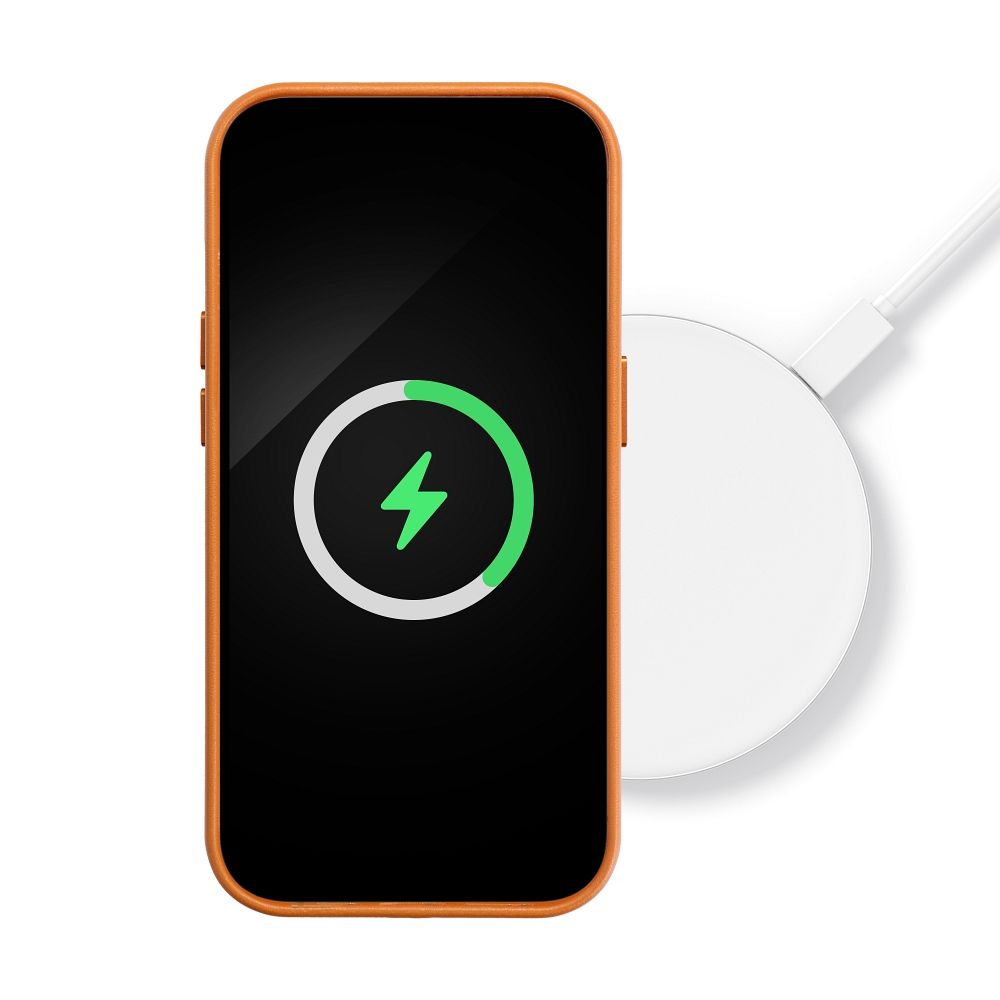 Usnjena torbica Mag Cover za iPhone 14 Plus oranžna