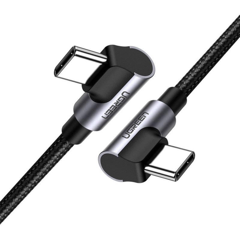 Ugreen USB-C na USB-C kabel US323 Kutni 60W 3A 1m crni