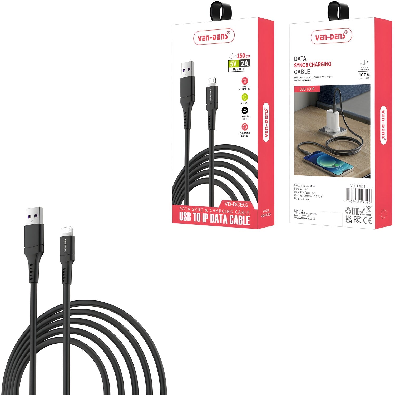 Brzi punjač USB - A na Lightning kabel - Crna KP34005