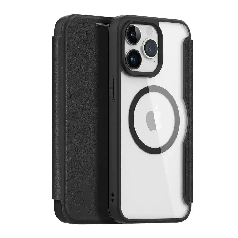 DUX DUCIS Skin X Pro – MagSafe združljiv preklopni etui za Apple iPhone 15 Pro, črn