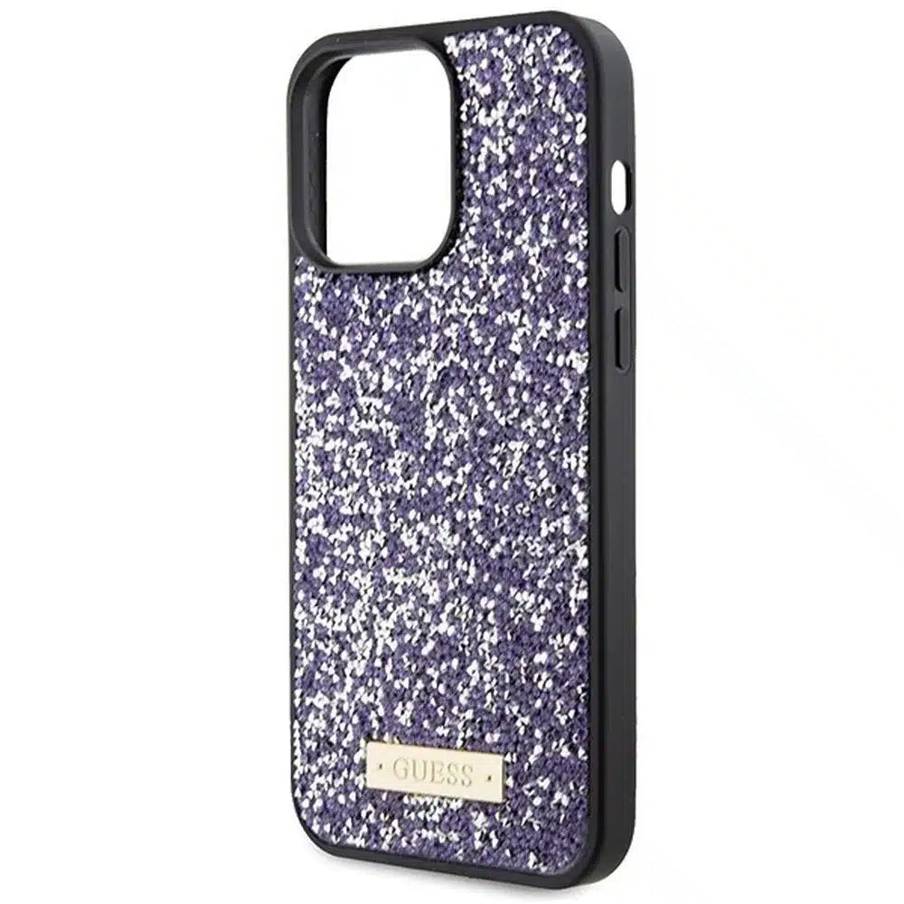 Originalna GUESS trda torbica GUHCP15XPFGSBSP za iPhone 15 Pro Max (Rhinestone Metal Logo / svetlo roza)
