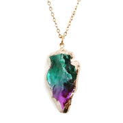 Ogrlica Crystal Stone - Zelena / Ljubičasta KP21754