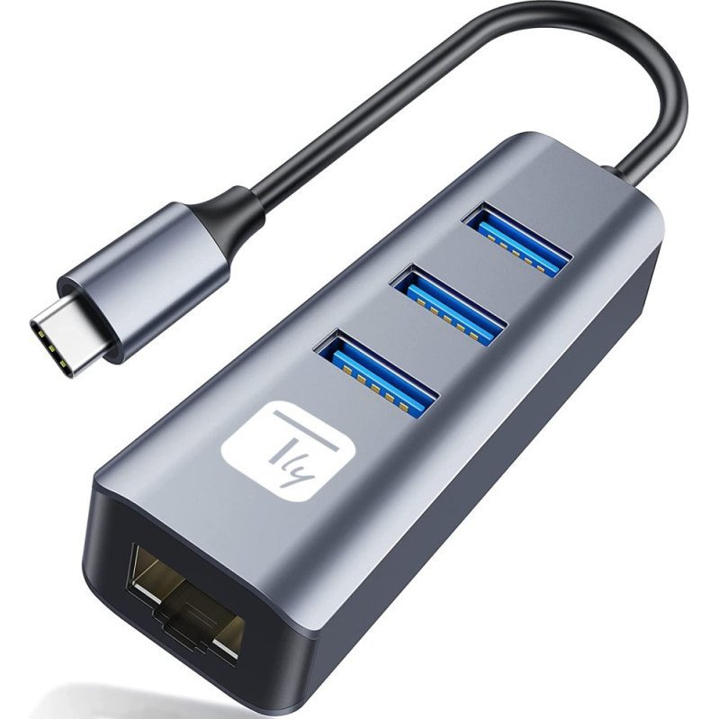 Techly IDATA USB-ETGIGA3CA priključna stanica i replikator porta za prijenosno računalo Žičano USB 3.2 Gen 1 (3.1 Gen 1) Type-A + Type-C Crno, Srebro