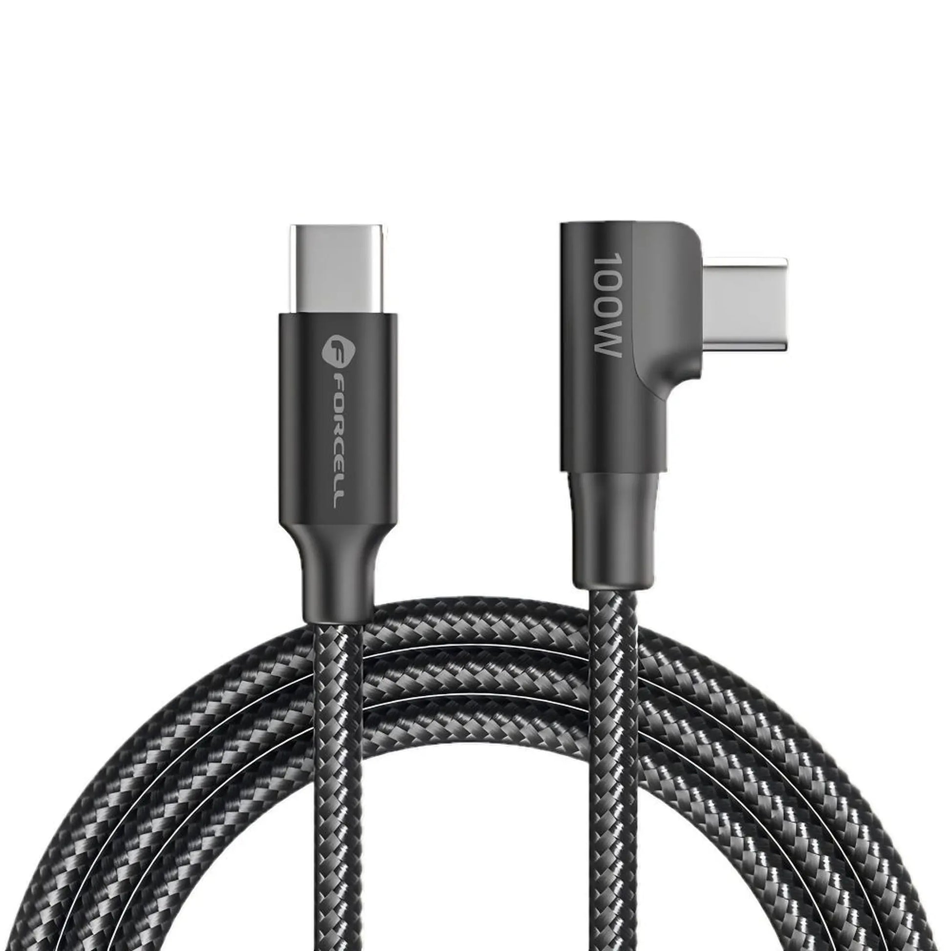 Kabel kutni USB C na USB C Forcell F-Energy QC4.0 PD 5A 100W 2 m - crni