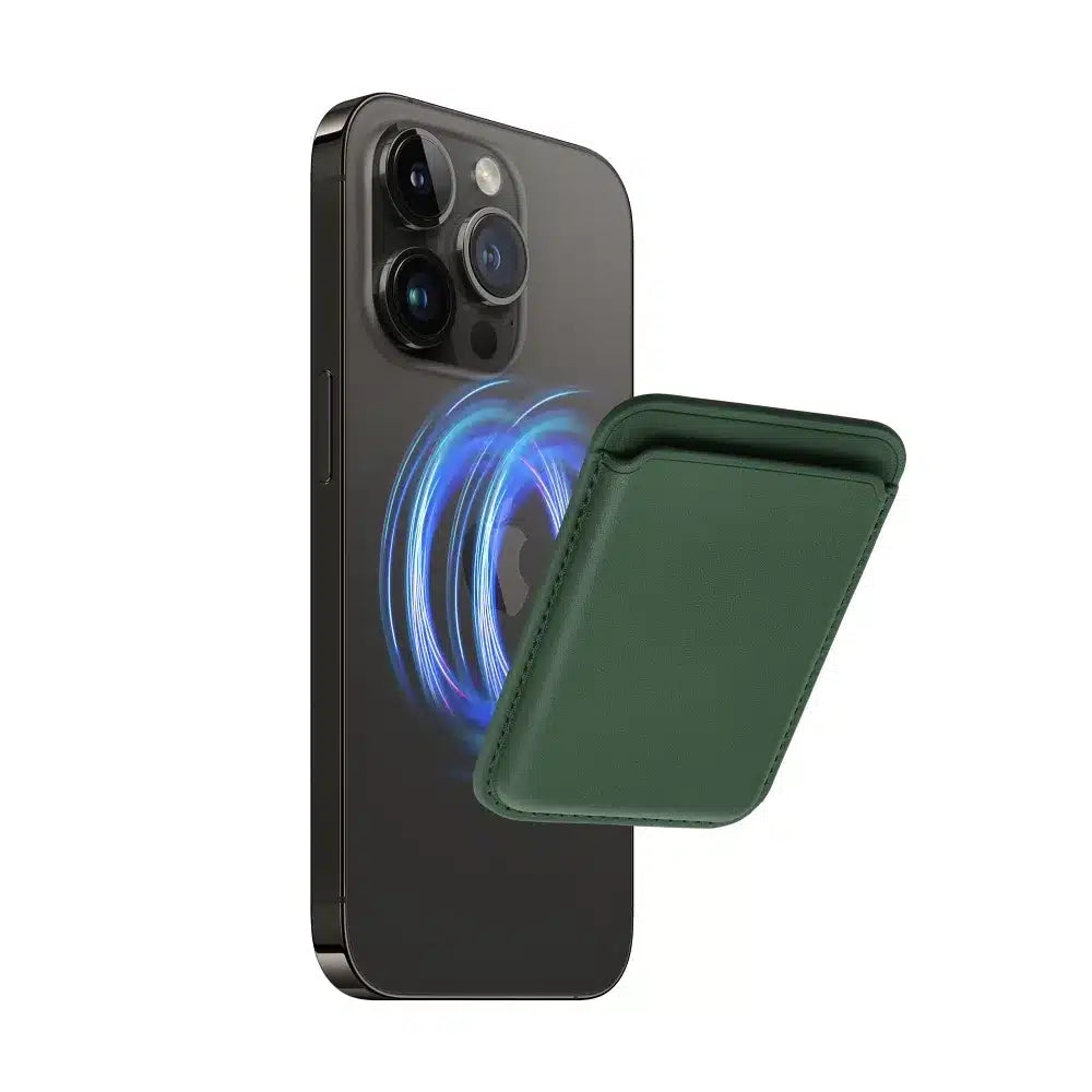 Usnjena magnetna denarnica Mag Wallet temno zelene barve