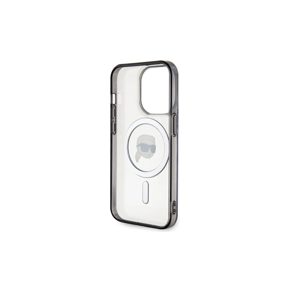 Originalna KARL LAGERFELD Hardcase KLHMP15LHKHNOTK maska za iPhone 15 PRO (Karl Head + MAG / prozorna)