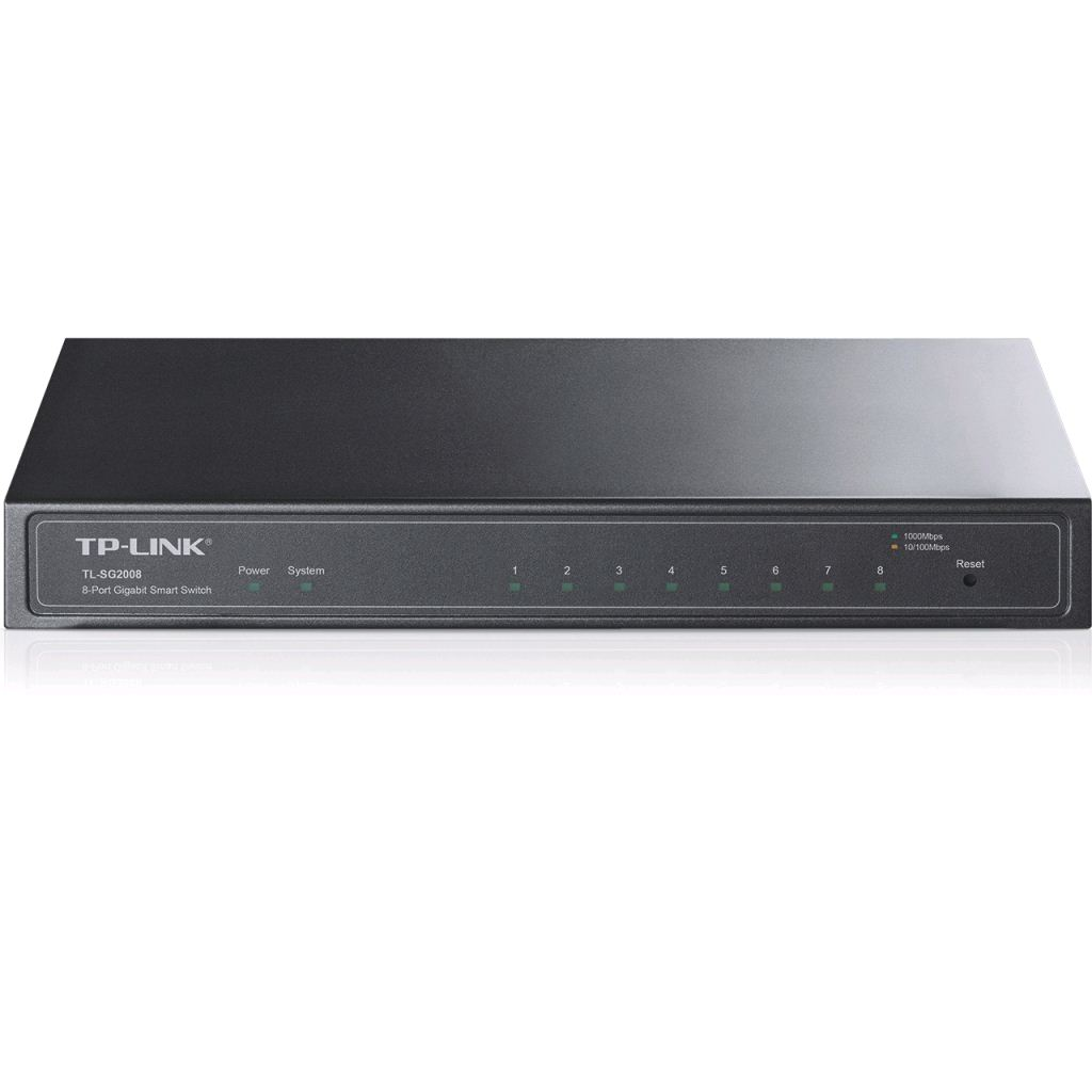 TP-Link T1500G-8T(TL-SG2008) Upravljano L2 Gigabit Ethernet (10/100/1000) Podrška za napajanje putem Etherneta (PoE) Crno