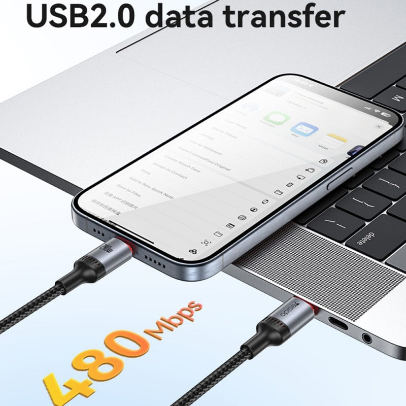 USB-C na USB-C kabel Yesido CA185 240 W 200 cm crni