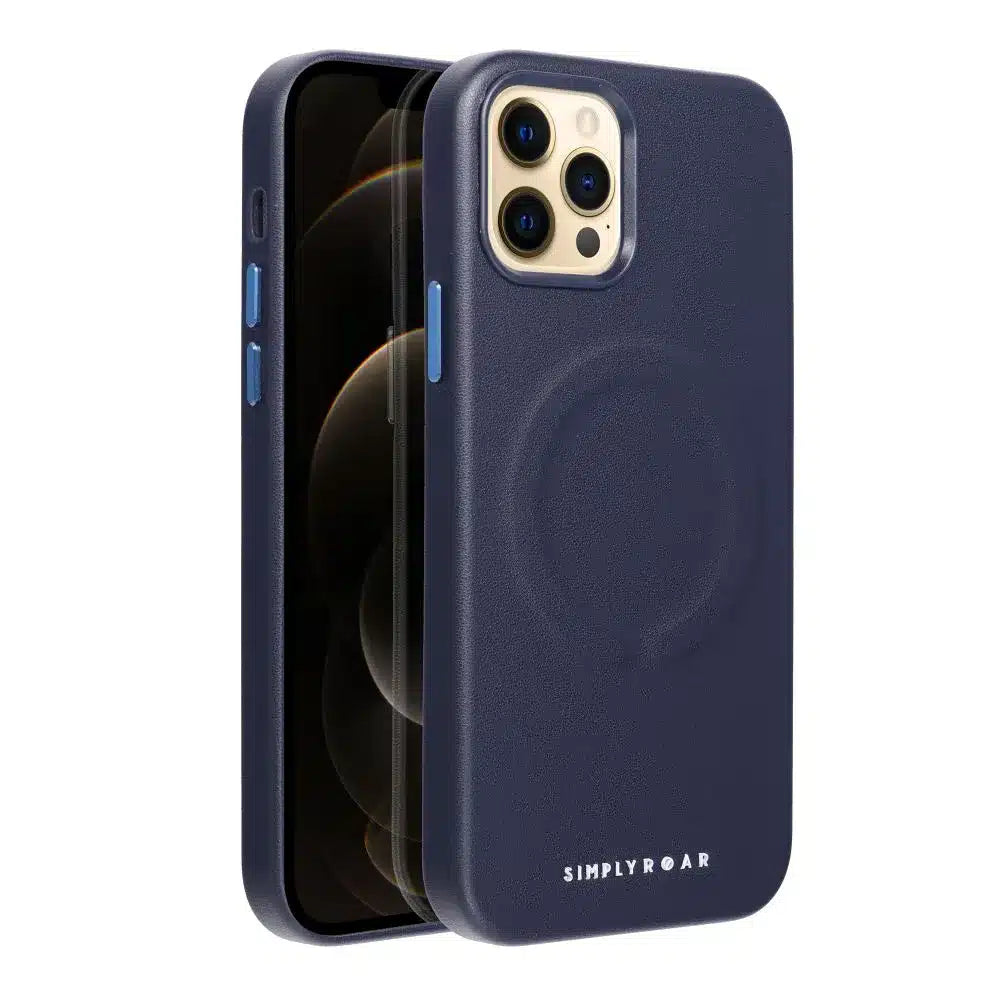 Roar usnjen ovitek Mag Case, združljiv z MagSafe – za iPhone 12 Pro, mornarsko moder