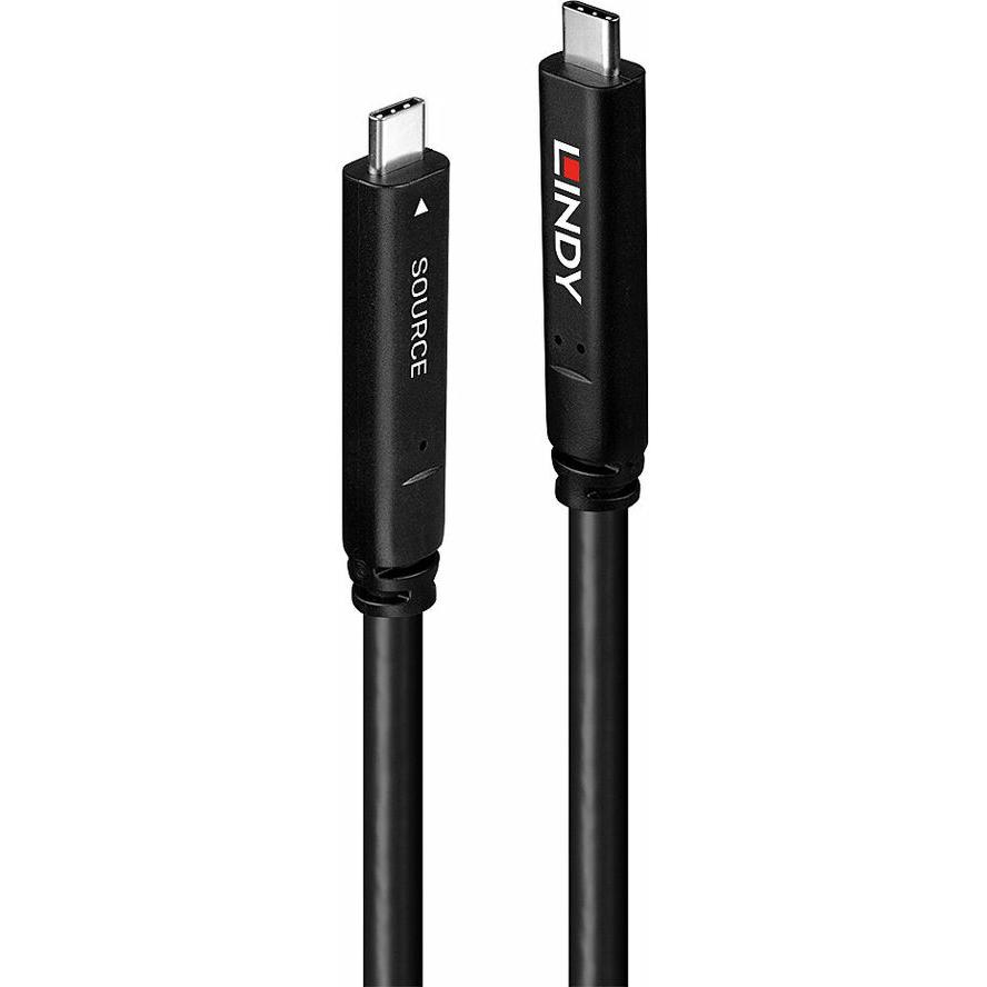 Lindy 43398 USB kabel USB 3.2 Gen 1 (3.1 Gen 1) 10 m USB C Crno