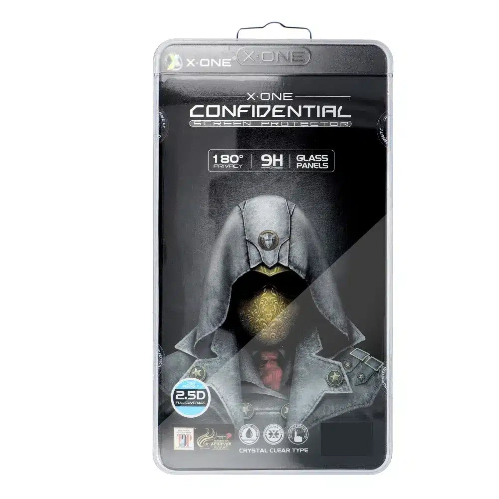 X-ONE Full Cover Extra Strong Privacy kaljeno steklo - za iPhone 15 Pro (polno lepilo) črno