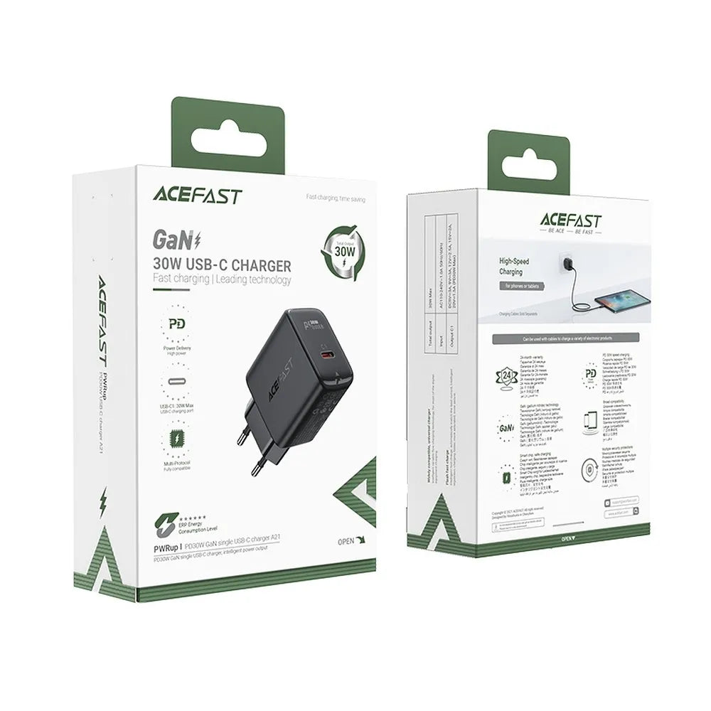 ACEFAST polnilec GaN Type C QC3.0 PD30W A21 črn