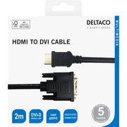 DELTACO Kabel HDMI to DVI ,1080p, DVI-D Single Link, 2m, CRNI