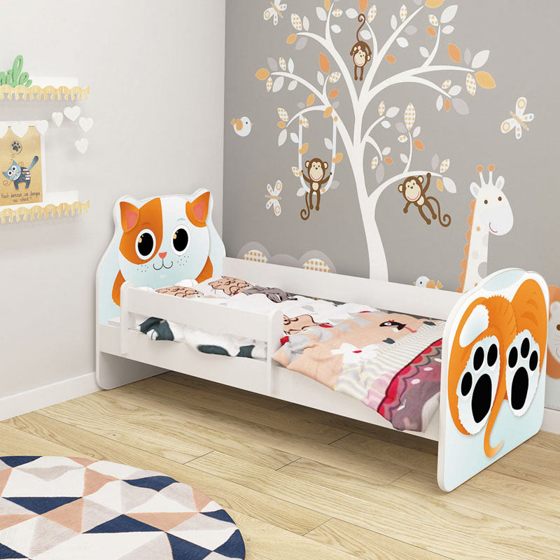 Dječji krevet ACMA Animals, bočna bijela 180x80 cm 02 Mačka