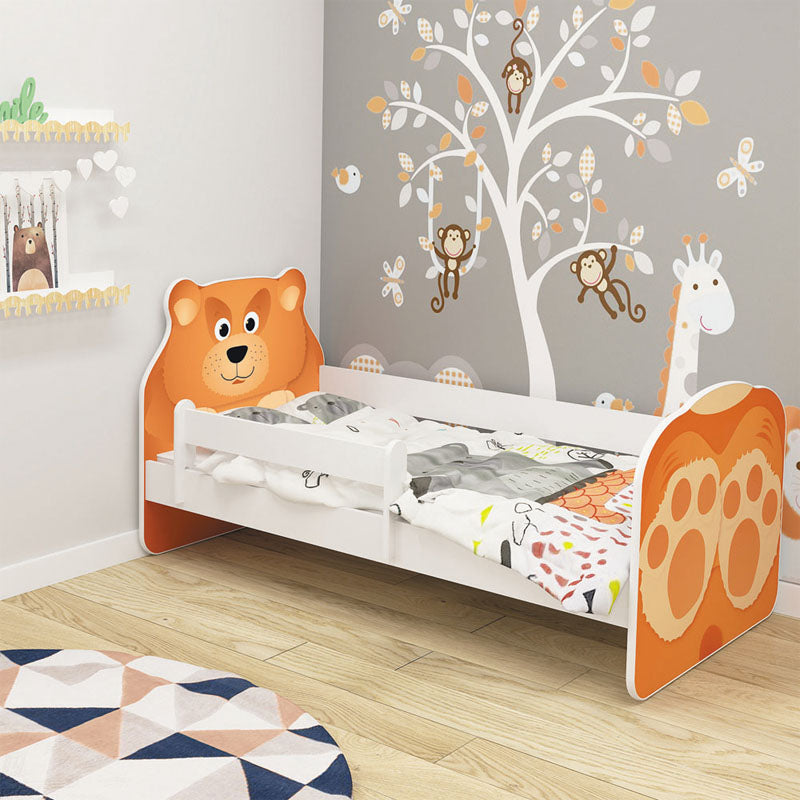 Dječji krevet ACMA Animals, bočna bijela 160x80 cm 05 Medo