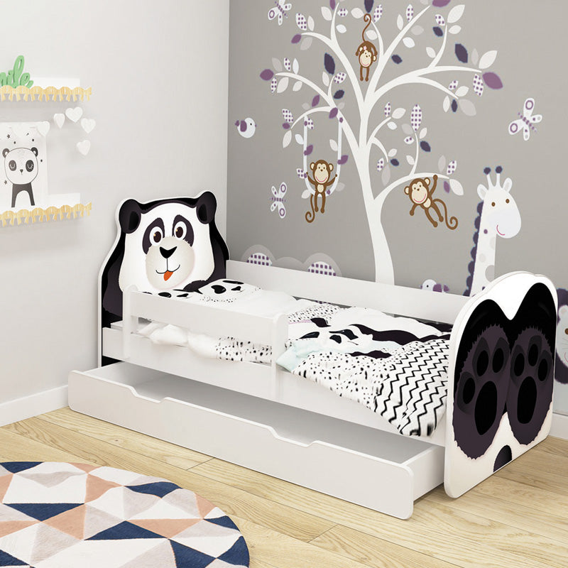 Dječji krevet ACMA Animals, bočna bijela + ladica 160x80 cm 06 Panda