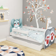 Dječji krevet ACMA Animals, bočna bijela + ladica 180x80 cm 01 Zeko