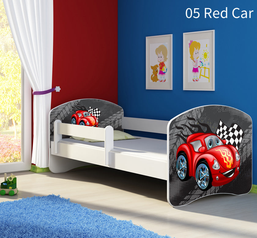 Dječji krevet ACMA s motivom, bočna bijela 140x70 cm 05 Red Car