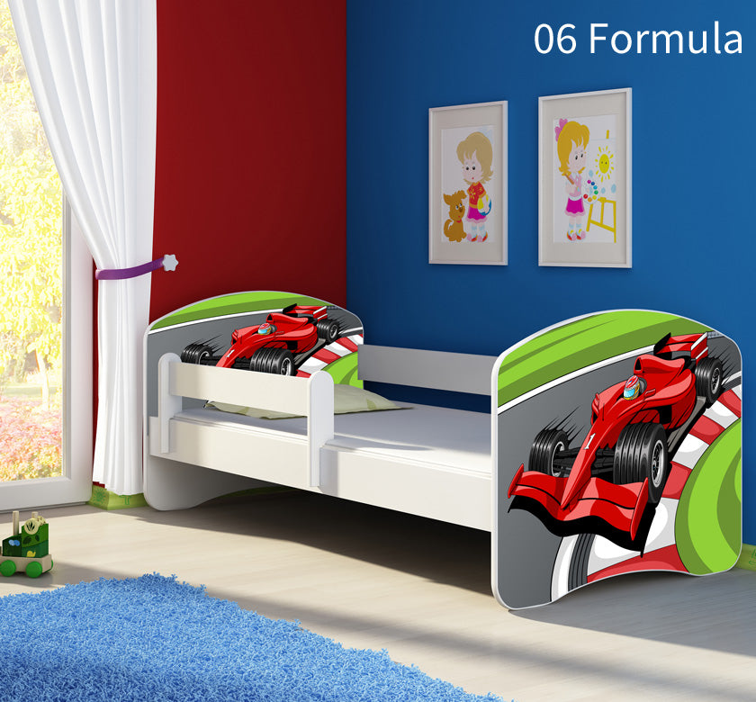 Dječji krevet ACMA s motivom, bočna bijela 180x80 cm 06 Formula 1