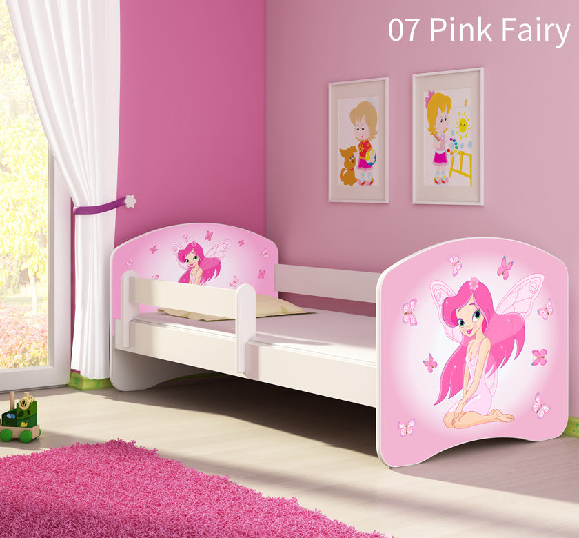 Dječji krevet ACMA s motivom, bočna bijela 180x80 cm 07 Pink Fairy